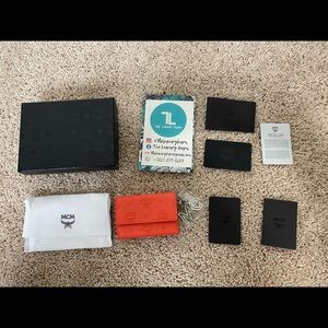 Authentic MCM Trifold Wallet in Coral